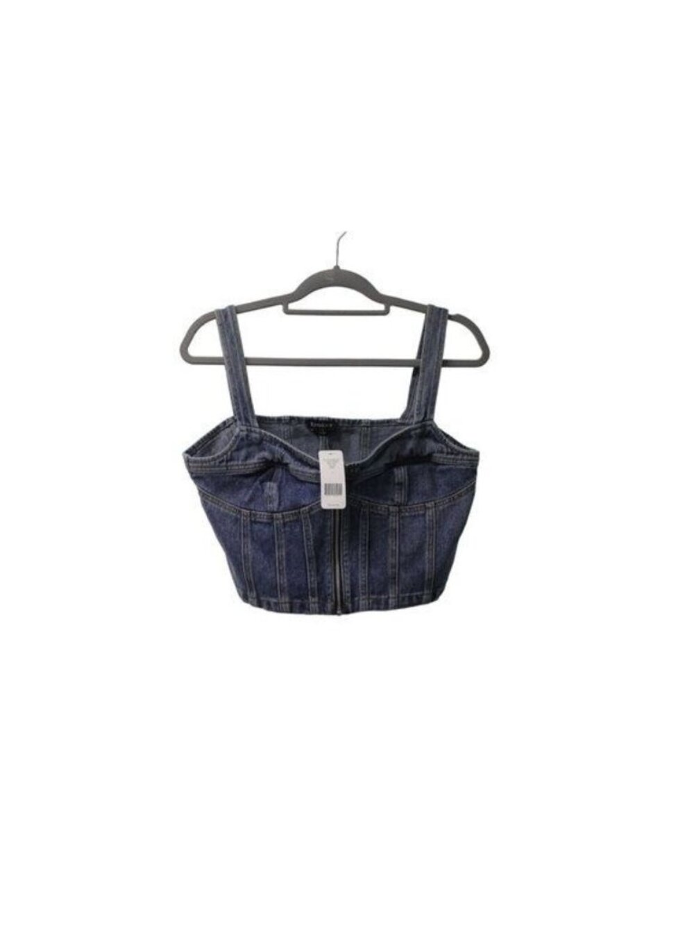 NWT bebe Multi Seam Zip Front Denim Bustier Top Size Large Halter MSRP $98 New